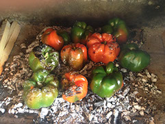 We are grilling or roasting peppers directly on ash wood embers.&nbsp; This is a great technique to infuse wood flavoring directly to the peppers